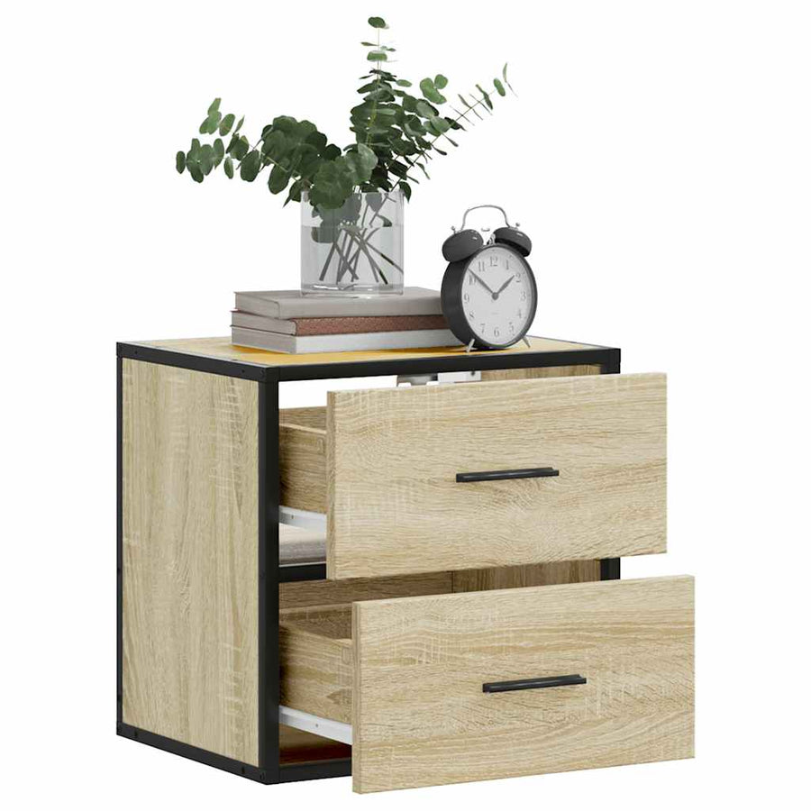 Nachtkastjes 2 st wandgemonteerd 40x31x39,5cm sonoma eikenkleur