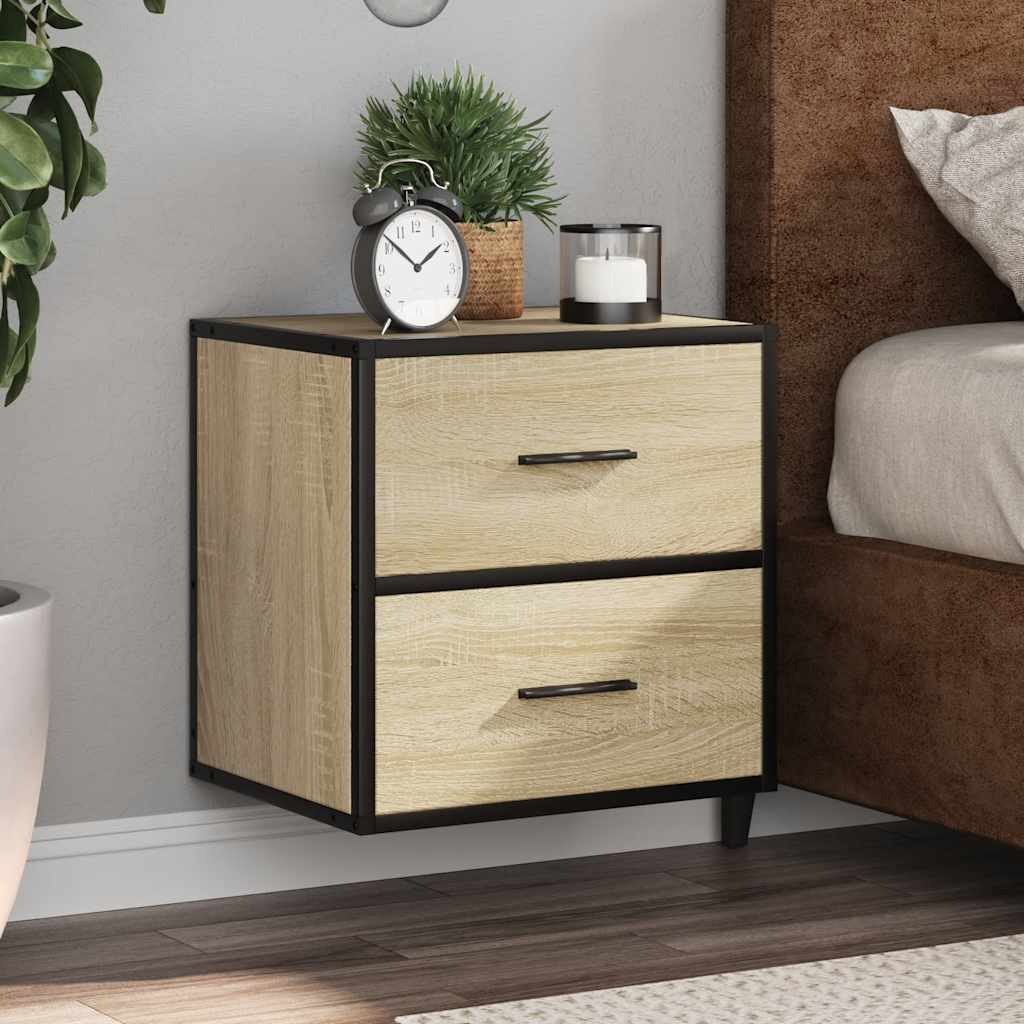 Nachtkastjes 2 st wandgemonteerd 40x31x39,5cm sonoma eikenkleur