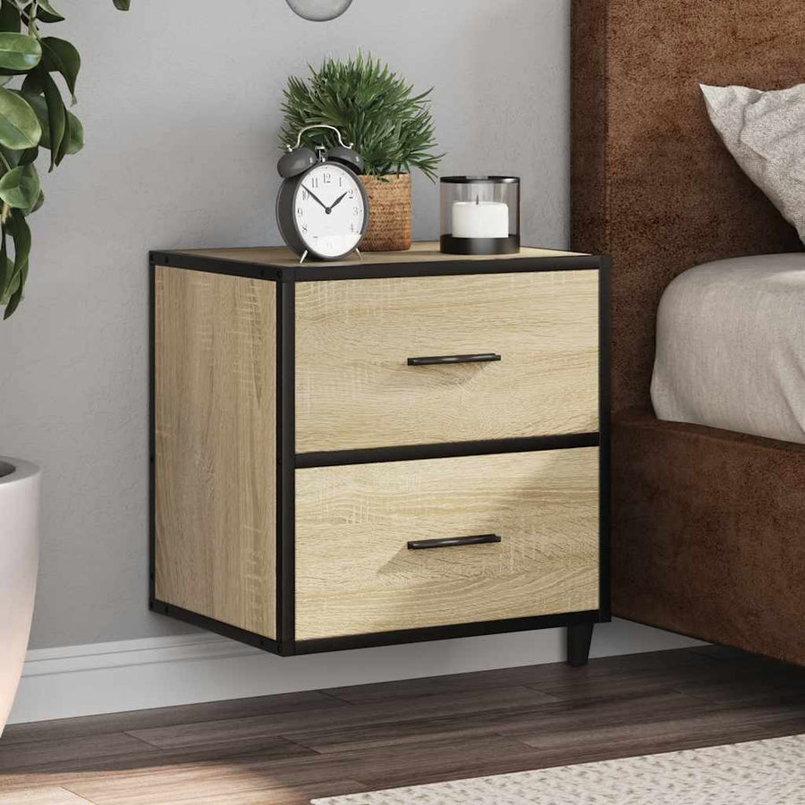Nachtkastjes 2 st wandgemonteerd 40x31x39,5cm sonoma eikenkleur