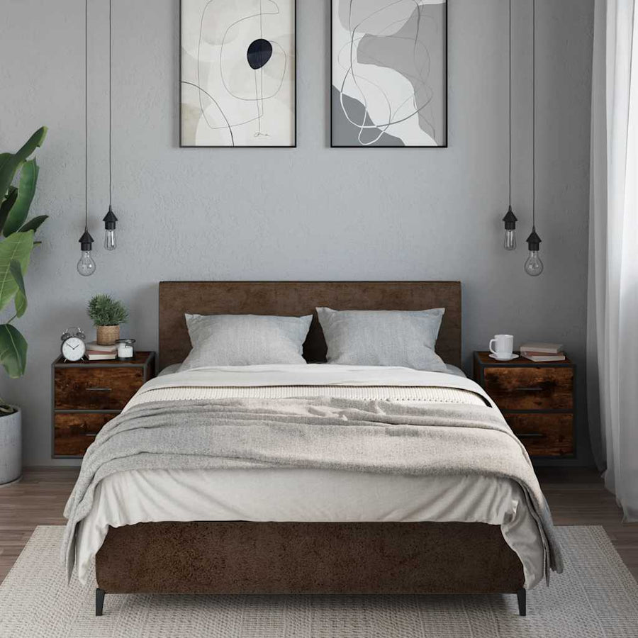 Nachtkastjes 2st wandgemonteerd 40x31x39,5cm gerookt eikenkleur
