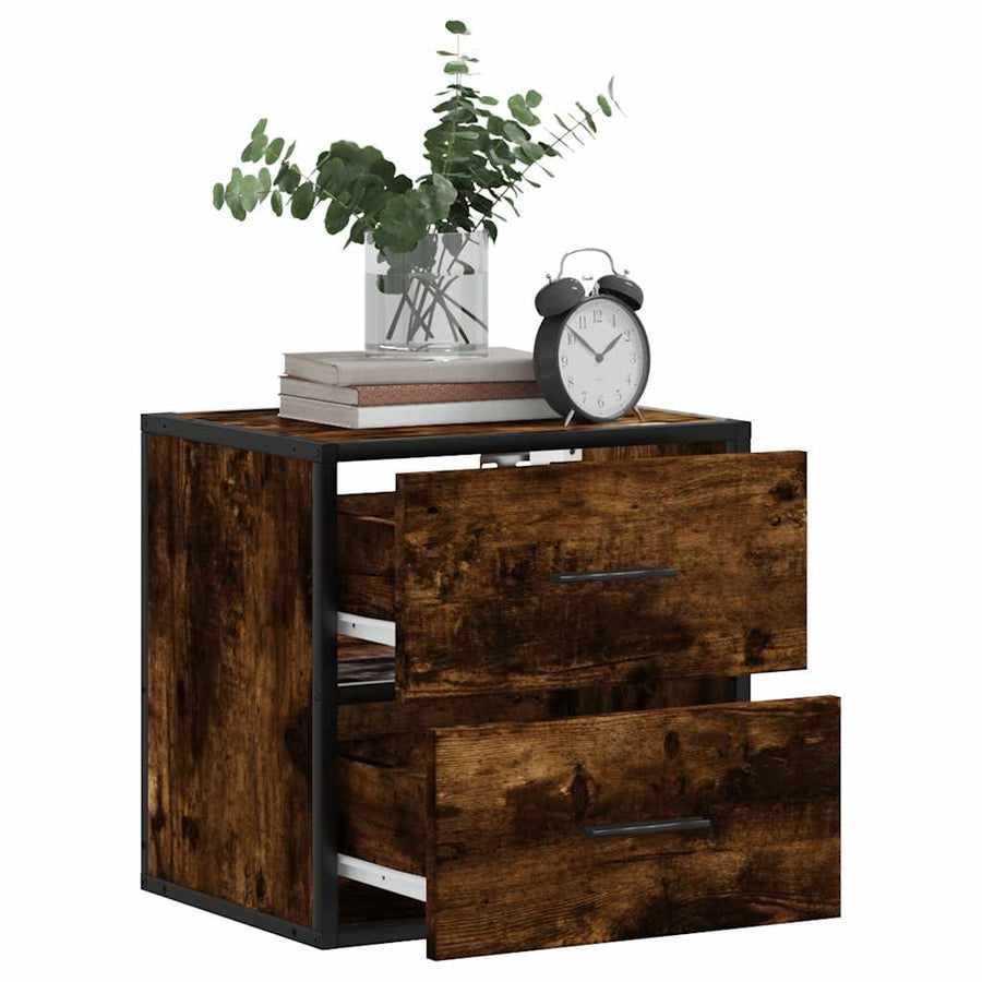 Nachtkastjes 2st wandgemonteerd 40x31x39,5cm gerookt eikenkleur