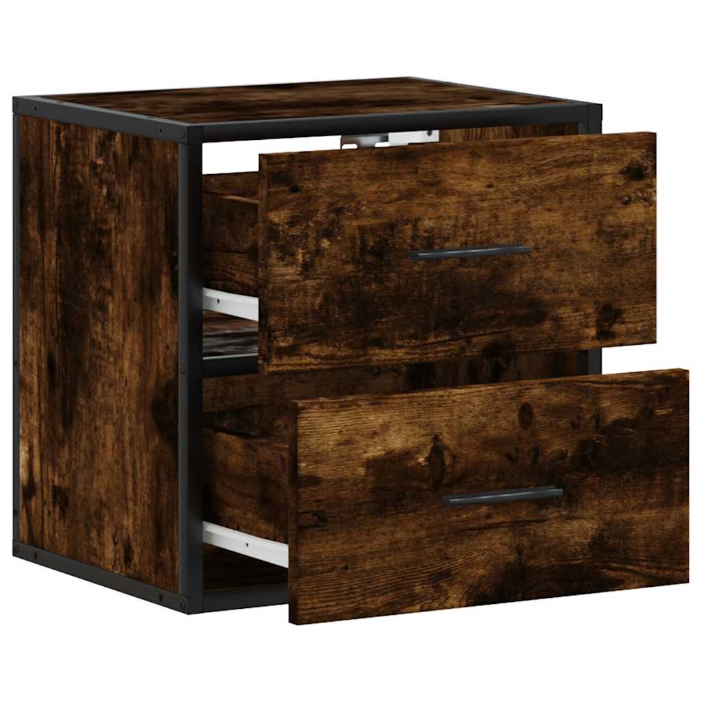 Nachtkastjes 2st wandgemonteerd 40x31x39,5cm gerookt eikenkleur
