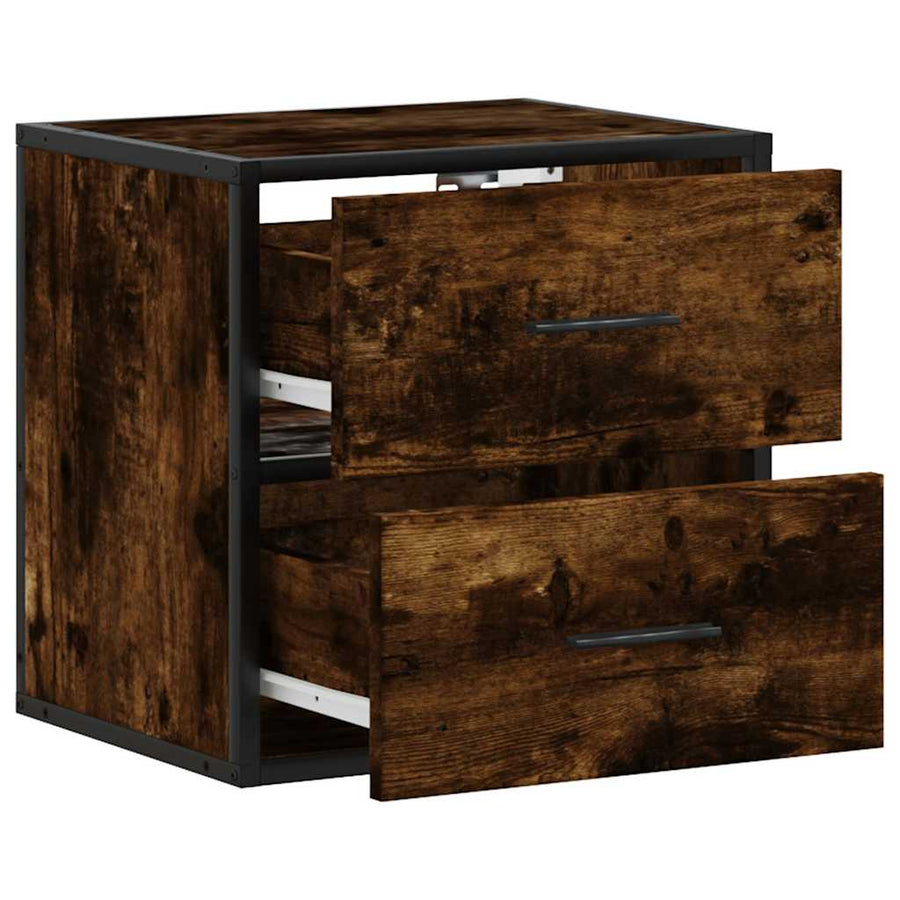 Nachtkastjes 2st wandgemonteerd 40x31x39,5cm gerookt eikenkleur