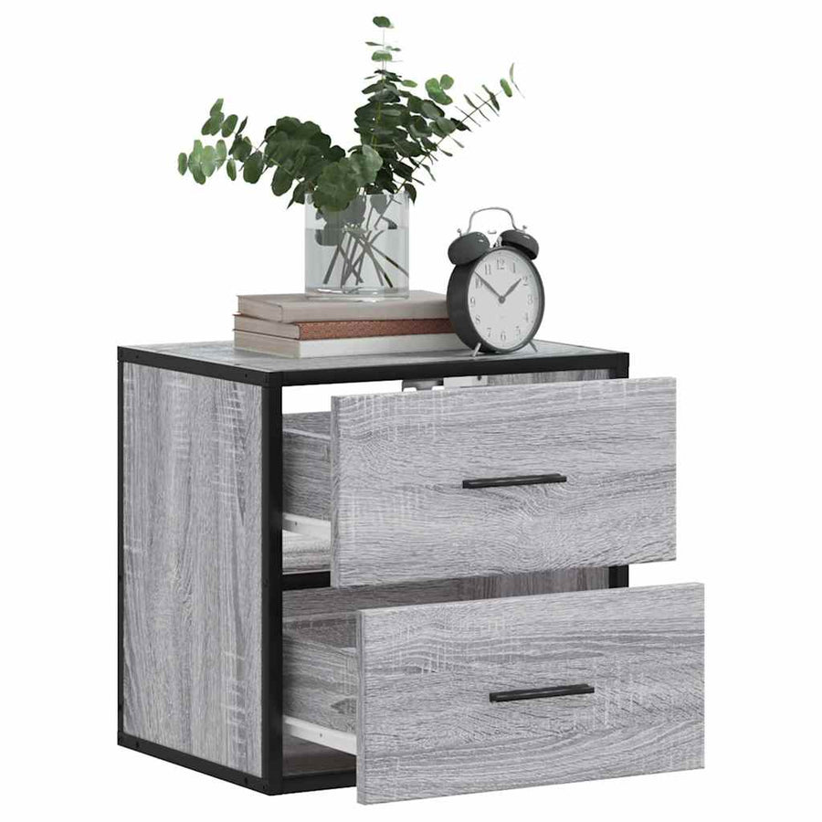 Nachtkastje wandgemonteerd 40x31x39,5cm grijs sonoma eikenkleur
