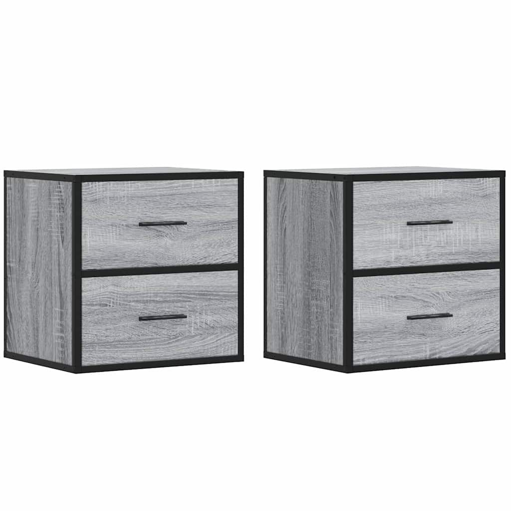 Nachtkastjes 2st wandgemonteerd 40x31x39,5cm grijs sonoma eiken