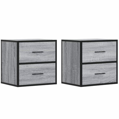 Nachtkastjes 2st wandgemonteerd 40x31x39,5cm grijs sonoma eiken