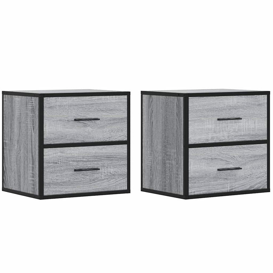 Nachtkastjes 2st wandgemonteerd 40x31x39,5cm grijs sonoma eiken