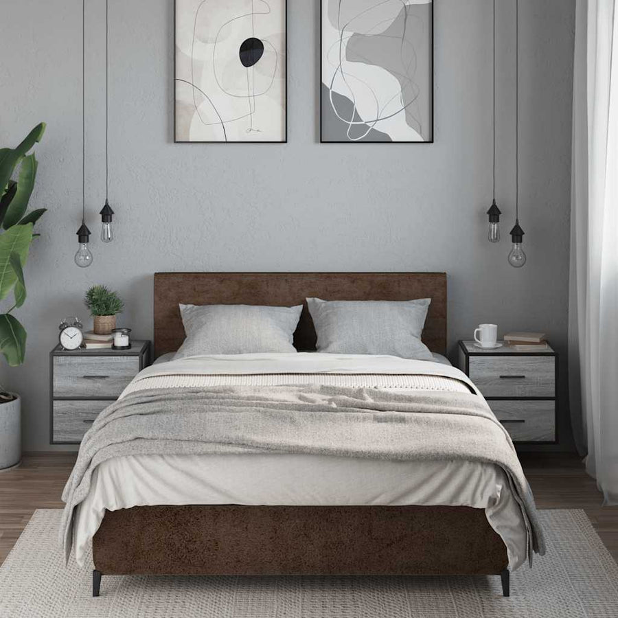 Nachtkastjes 2st wandgemonteerd 40x31x39,5cm grijs sonoma eiken