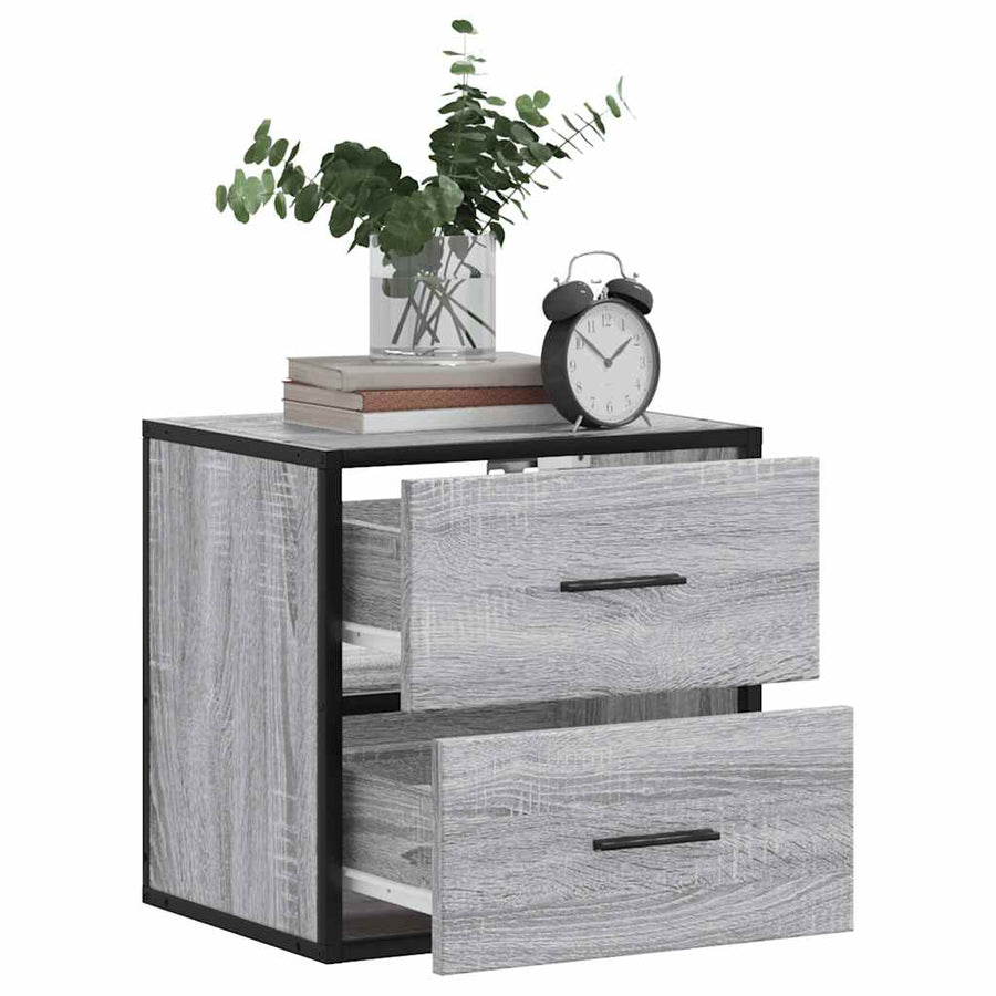 Nachtkastjes 2st wandgemonteerd 40x31x39,5cm grijs sonoma eiken
