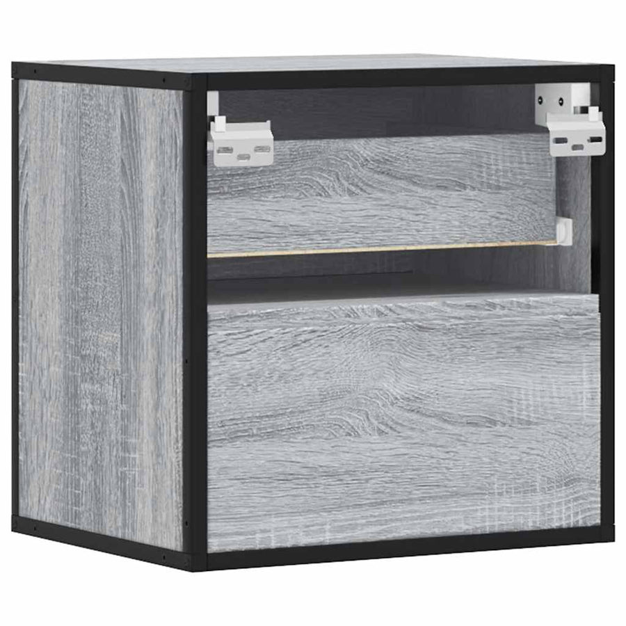 Nachtkastjes 2st wandgemonteerd 40x31x39,5cm grijs sonoma eiken
