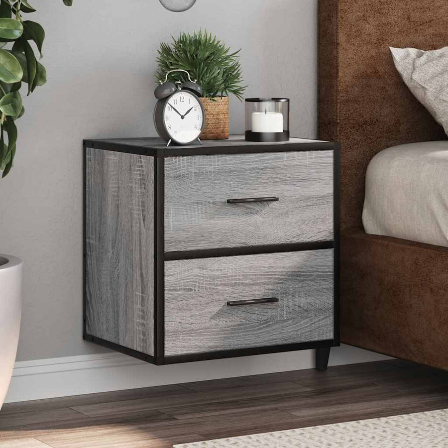 Nachtkastjes 2st wandgemonteerd 40x31x39,5cm grijs sonoma eiken