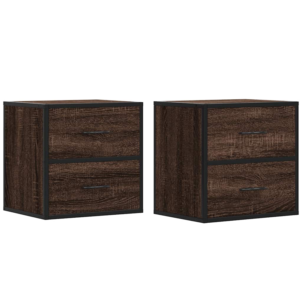 Nachtkastjes 2st wandgemonteerd 40x31x39,5cm bruin eikenkleurig