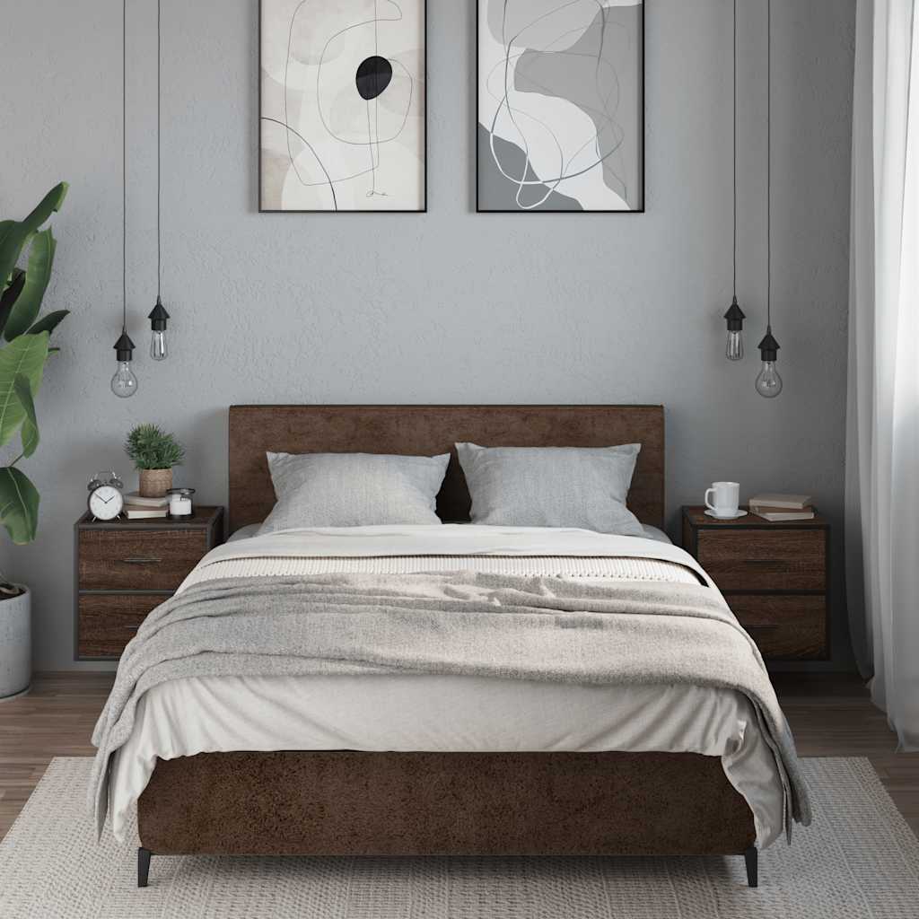 Nachtkastjes 2st wandgemonteerd 40x31x39,5cm bruin eikenkleurig