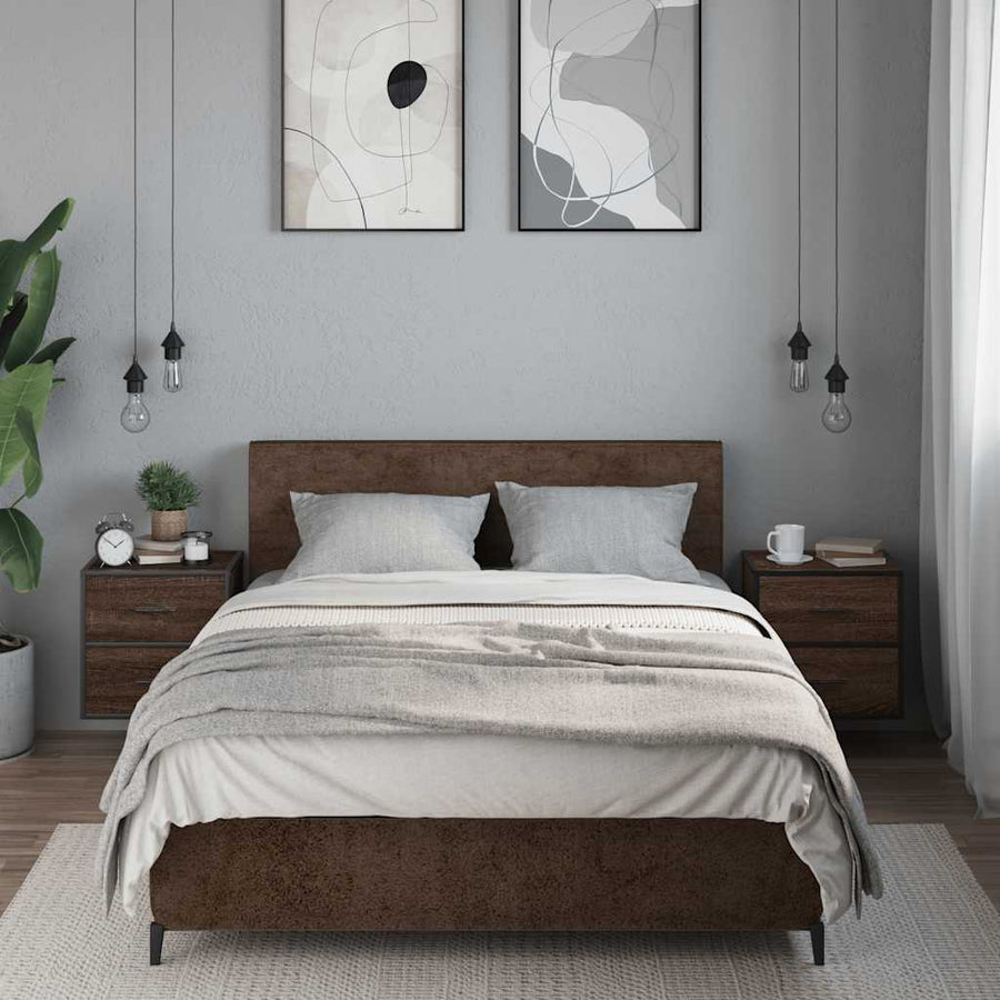 Nachtkastjes 2st wandgemonteerd 40x31x39,5cm bruin eikenkleurig