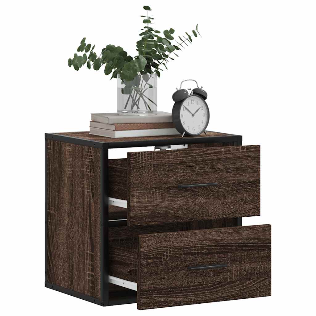 Nachtkastjes 2st wandgemonteerd 40x31x39,5cm bruin eikenkleurig