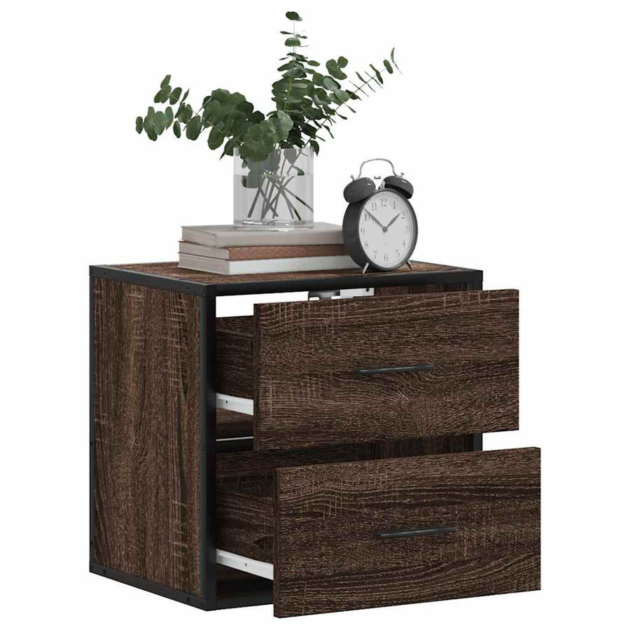 Nachtkastjes 2st wandgemonteerd 40x31x39,5cm bruin eikenkleurig