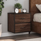 2 bedside tables, wall-mounted, 40x31x39.5cm, brown oak look