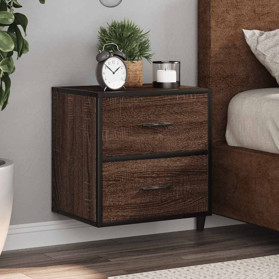 Nachtkastjes 2st wandgemonteerd 40x31x39,5cm bruin eikenkleurig