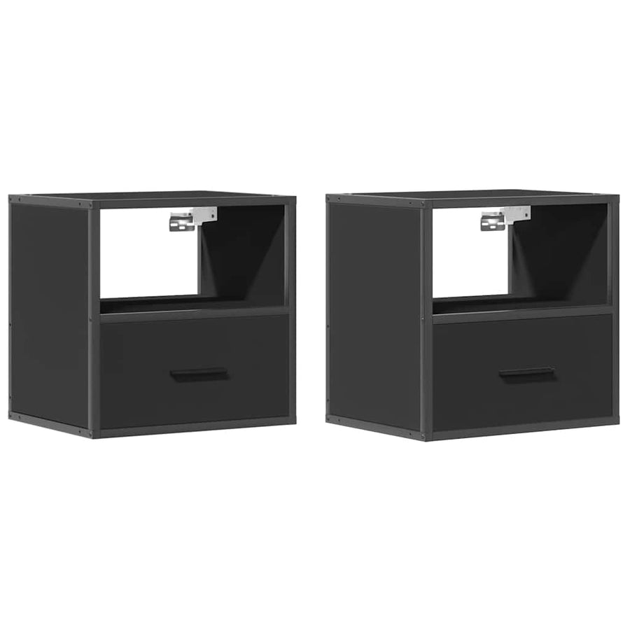 Nachtkastjes wandgemonteerd 2 st 40x31x39,5 cm zwart