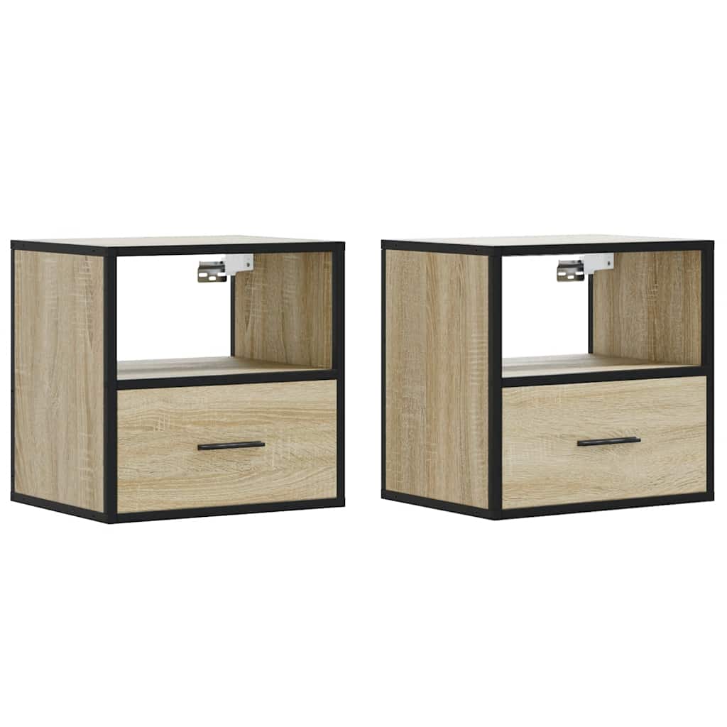 Nachtkastjes 2 st wandgemonteerd 40x31x39,5cm sonoma eikenkleur