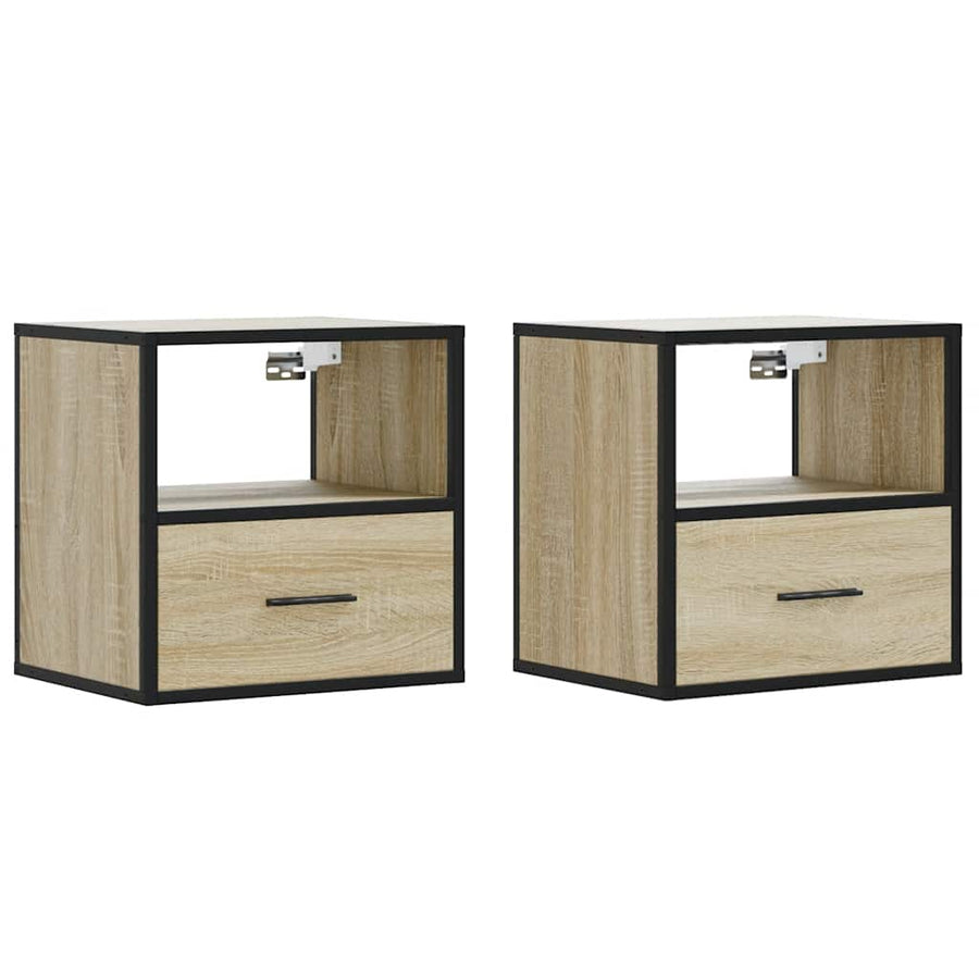 Nachtkastjes 2 st wandgemonteerd 40x31x39,5cm sonoma eikenkleur