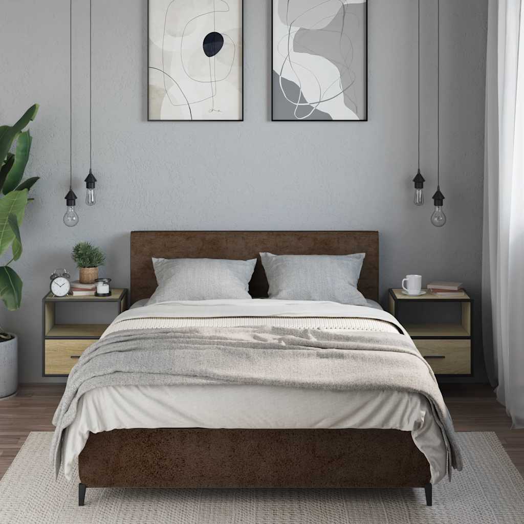 Nachtkastjes 2 st wandgemonteerd 40x31x39,5cm sonoma eikenkleur