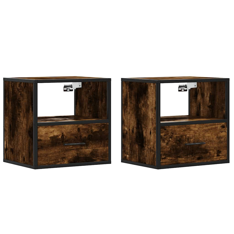 Nachtkastjes 2st wandgemonteerd 40x31x39,5cm gerookt eikenkleur