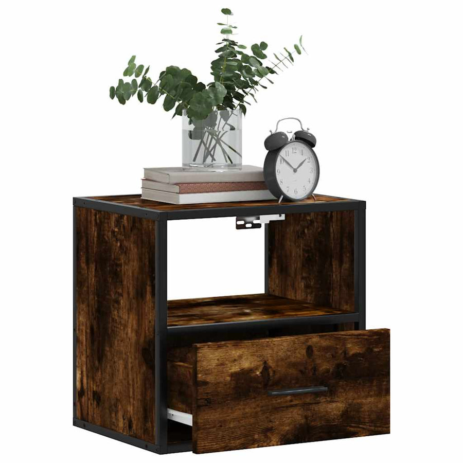 Nachtkastjes 2st wandgemonteerd 40x31x39,5cm gerookt eikenkleur