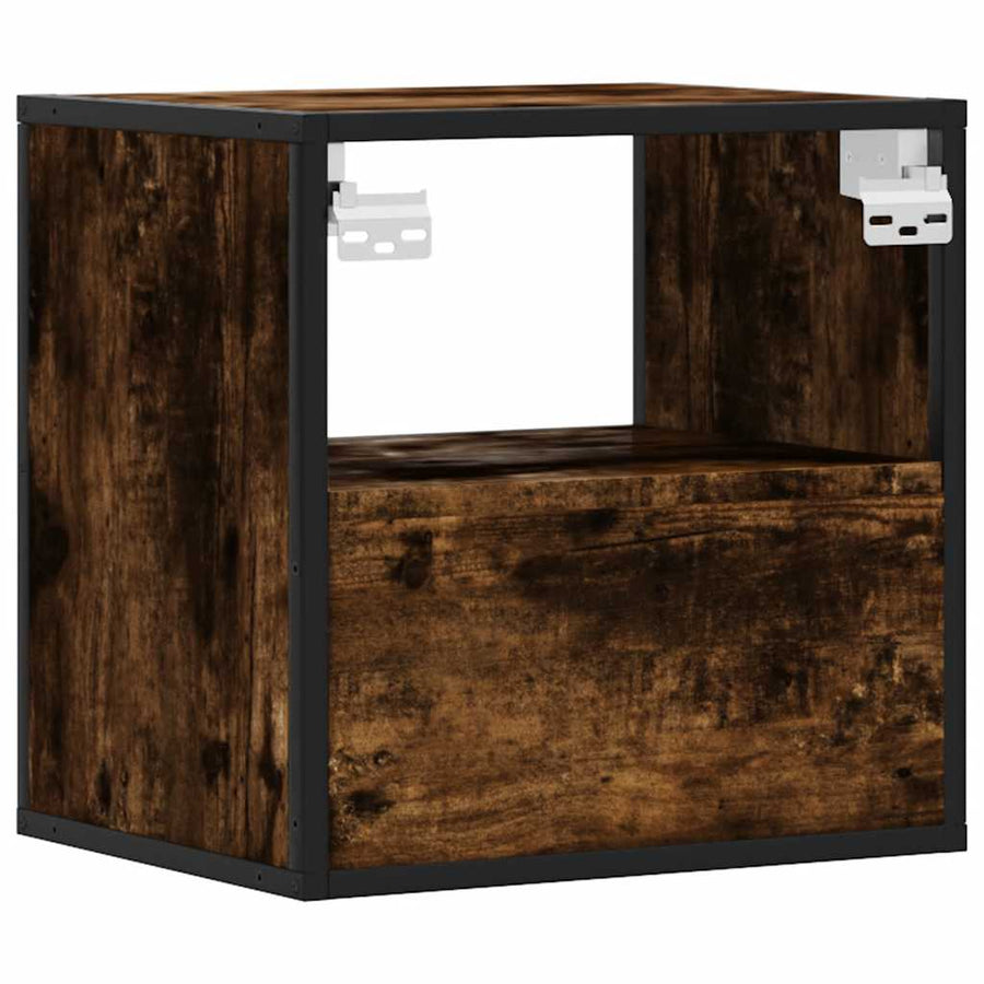 Nachtkastjes 2st wandgemonteerd 40x31x39,5cm gerookt eikenkleur