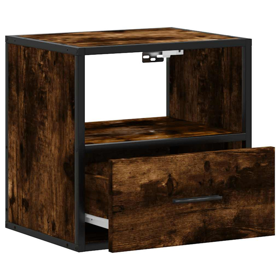 Nachtkastjes 2st wandgemonteerd 40x31x39,5cm gerookt eikenkleur