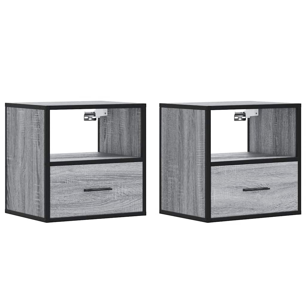 Nachtkastjes 2st wandgemonteerd 40x31x39,5cm grijs sonoma eiken