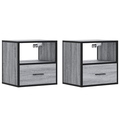 Nachtkastjes 2st wandgemonteerd 40x31x39,5cm grijs sonoma eiken