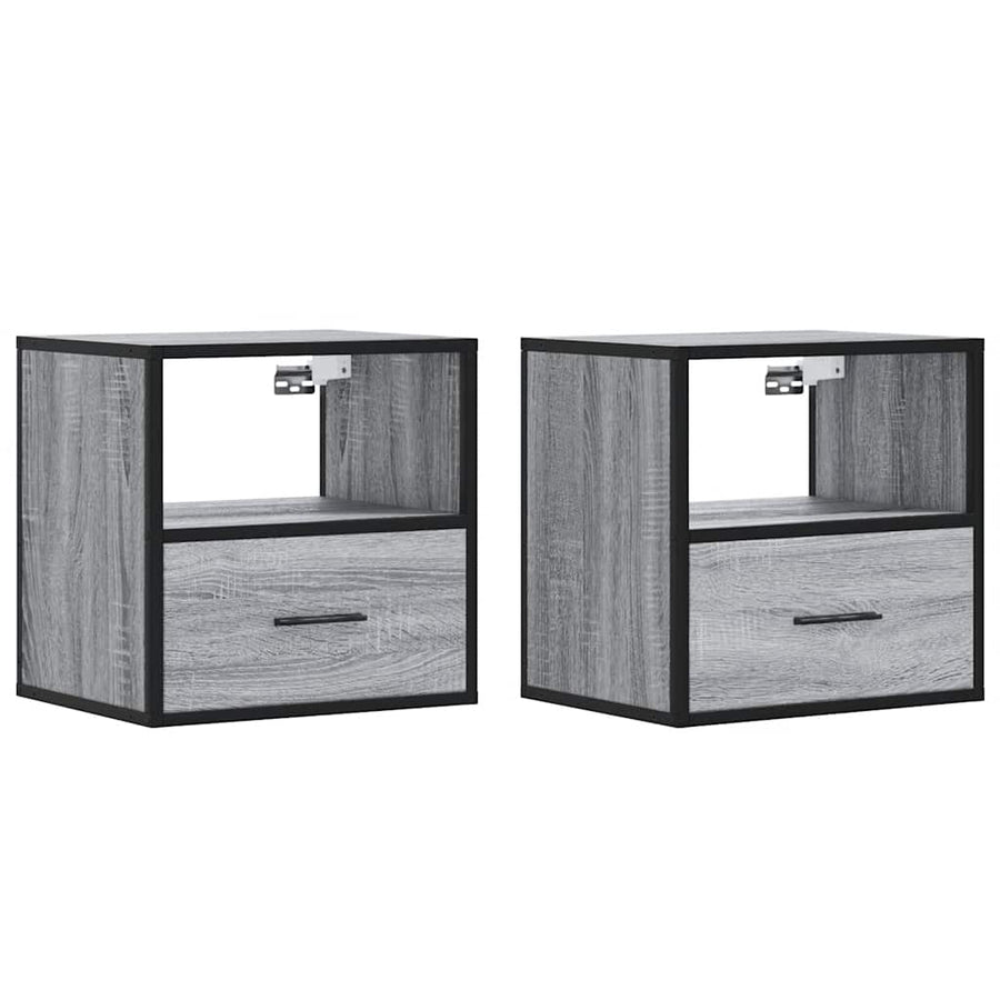 Nachtkastjes 2st wandgemonteerd 40x31x39,5cm grijs sonoma eiken