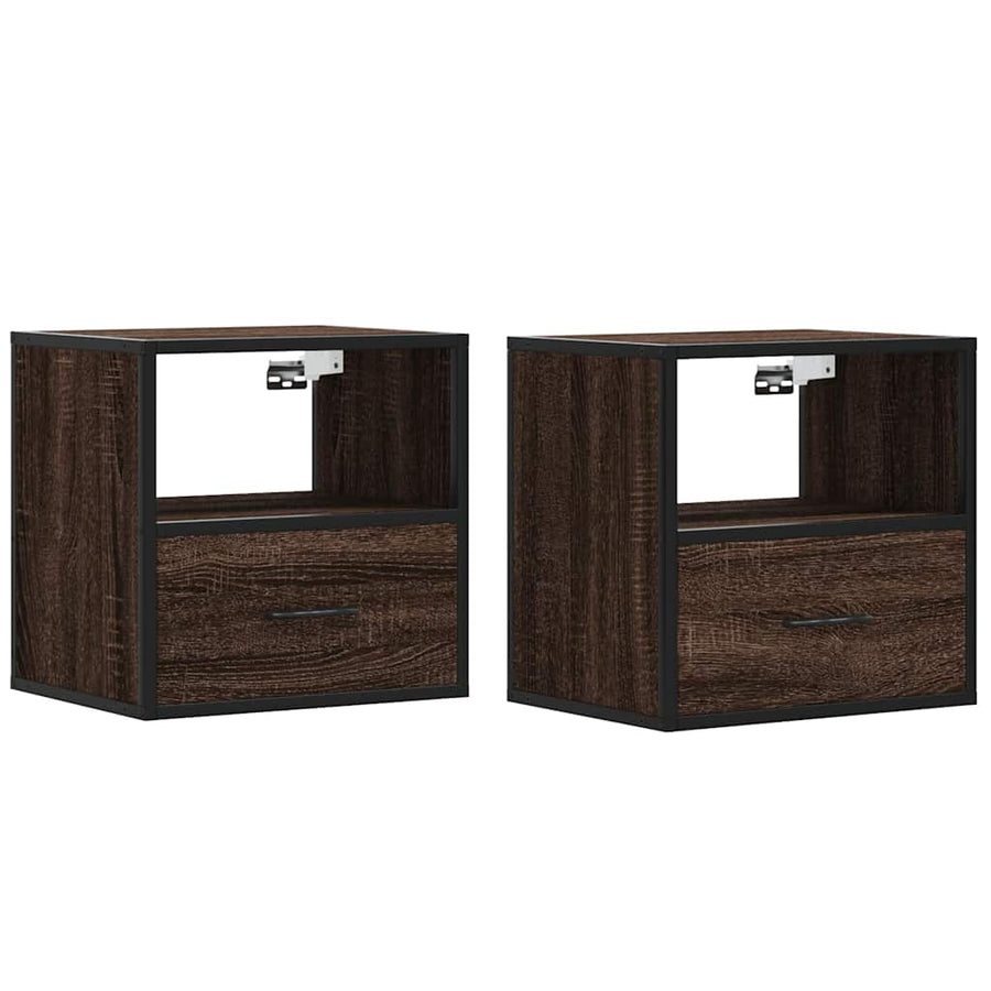Nachtkastjes 2st wandgemonteerd 40x31x39,5cm bruin eikenkleurig