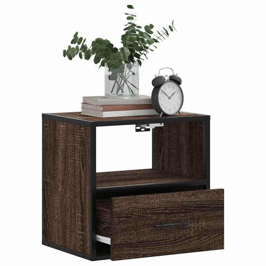 Nachtkastjes 2st wandgemonteerd 40x31x39,5cm bruin eikenkleurig