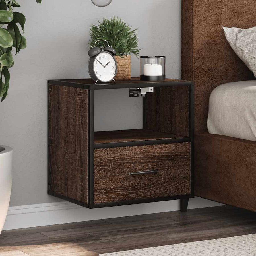 Nachtkastjes 2st wandgemonteerd 40x31x39,5cm bruin eikenkleurig