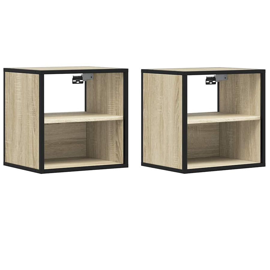 Nachtkastjes 2 st wandgemonteerd 40x31x39,5cm sonoma eikenkleur