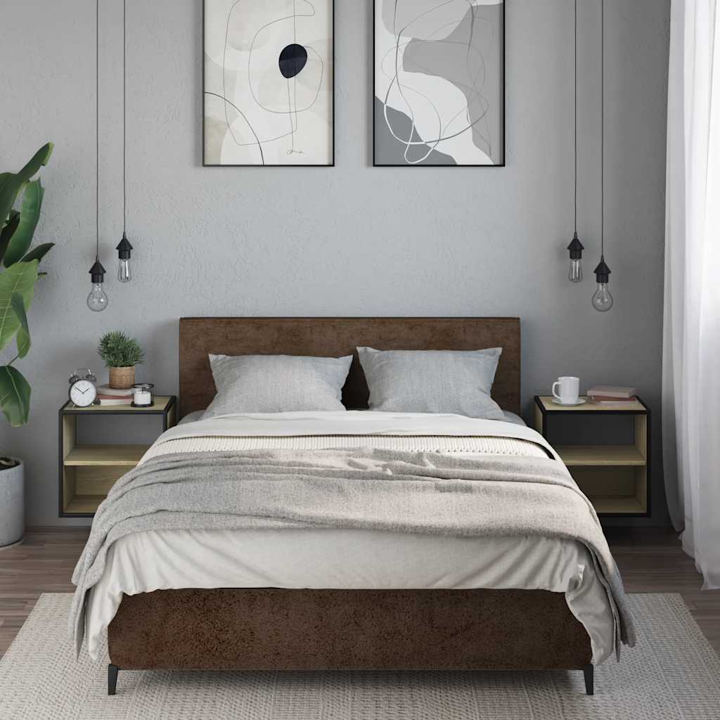 Nachtkastjes 2 st wandgemonteerd 40x31x39,5cm sonoma eikenkleur