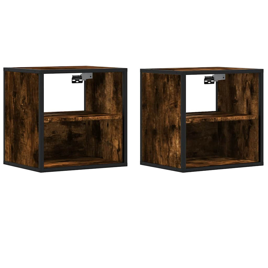 Nachtkastjes 2st wandgemonteerd 40x31x39,5cm gerookt eikenkleur