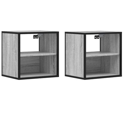 Nachtkastjes 2st wandgemonteerd 40x31x39,5cm grijs sonoma eiken