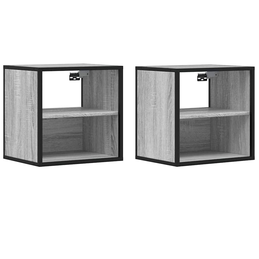 Nachtkastjes 2st wandgemonteerd 40x31x39,5cm grijs sonoma eiken