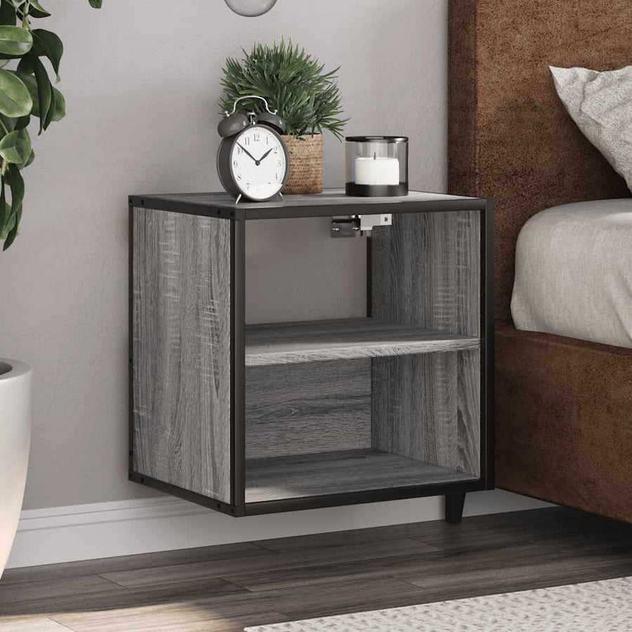 Nachtkastjes 2st wandgemonteerd 40x31x39,5cm grijs sonoma eiken