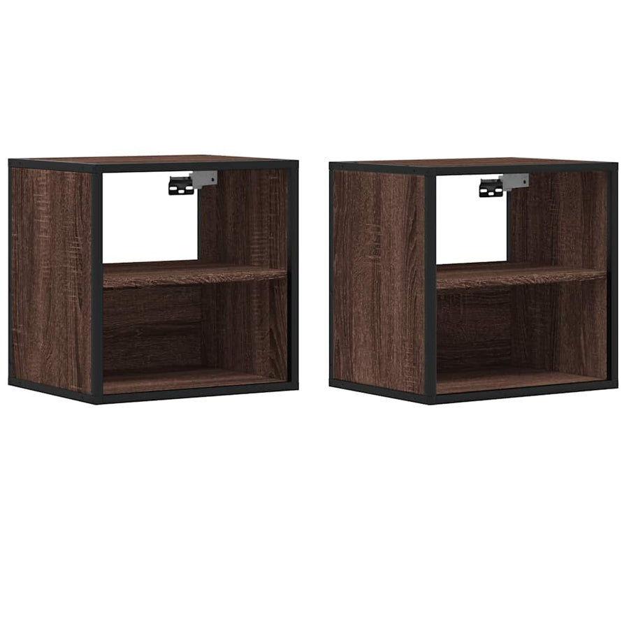 Nachtkastjes 2st wandgemonteerd 40x31x39,5cm bruin eikenkleurig
