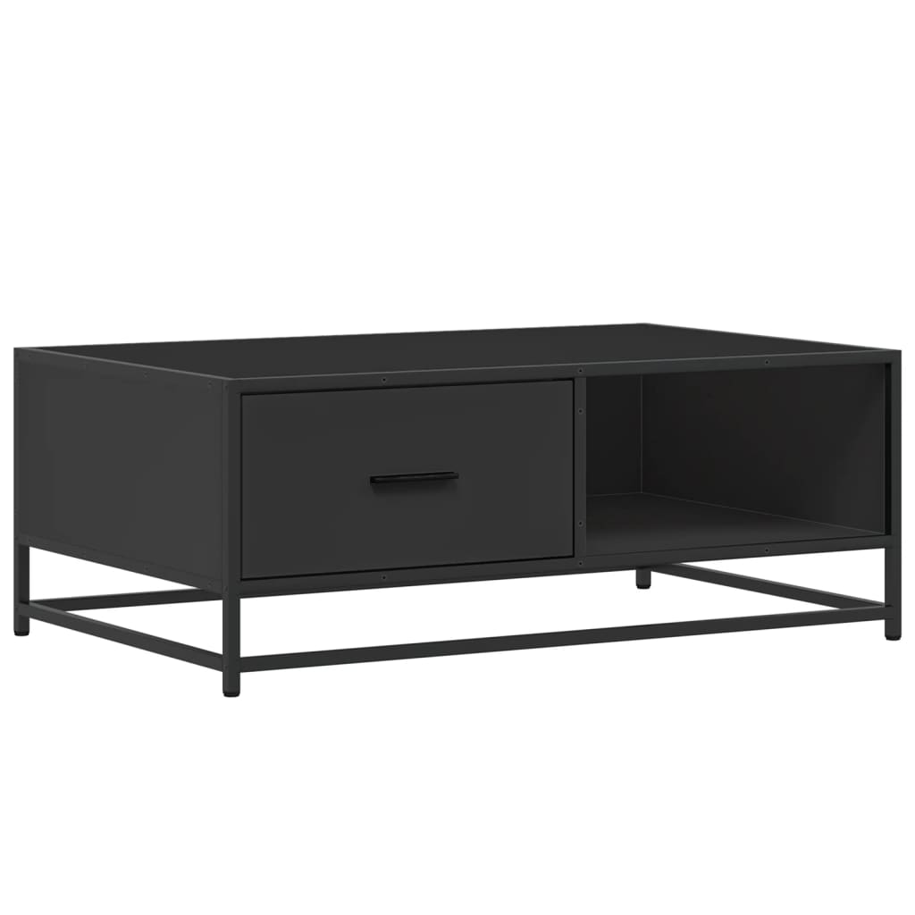 Salontafel 90x57x35 cm bewerkt hout en metaal zwart