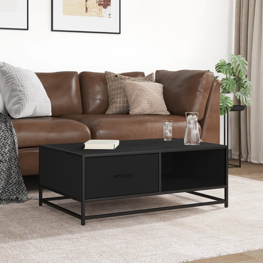 Salontafel 90x57x35 cm bewerkt hout en metaal zwart