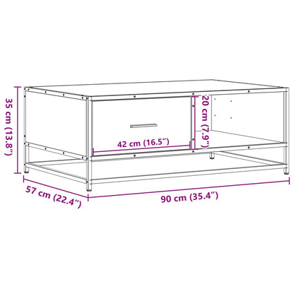 Salontafel 90x57x35 cm bewerkt hout en metaal zwart