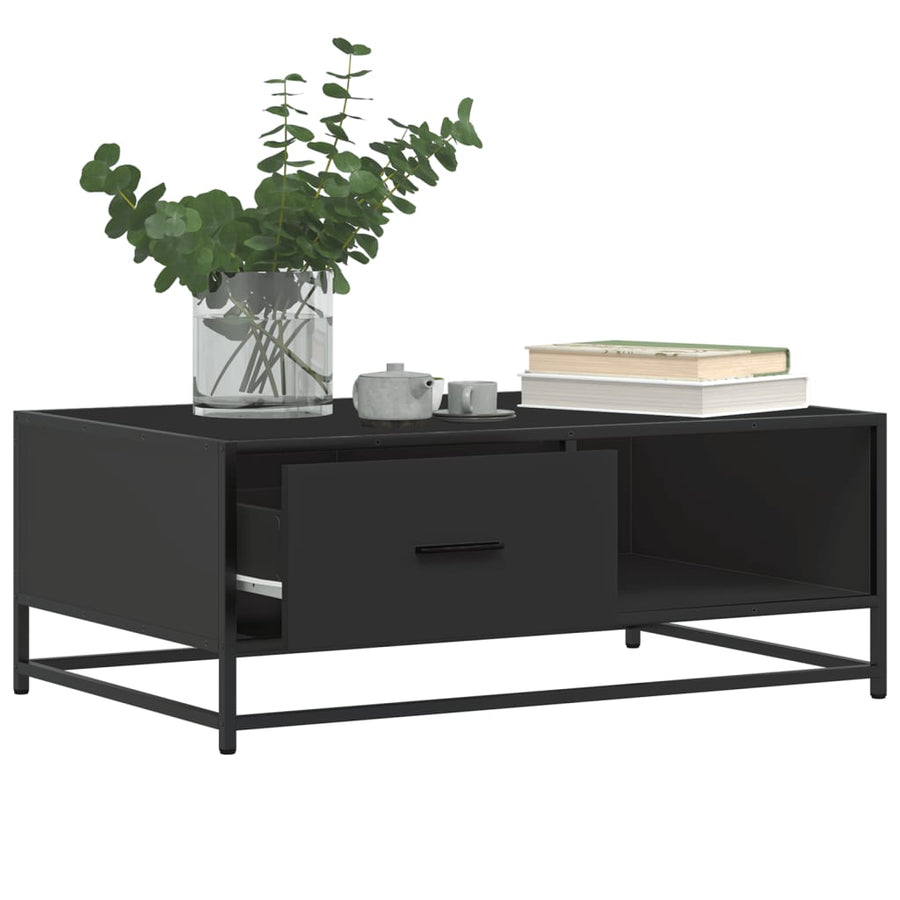 Salontafel 90x57x35 cm bewerkt hout en metaal zwart