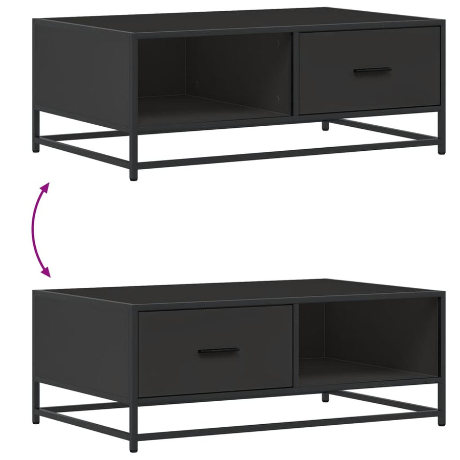 Salontafel 90x57x35 cm bewerkt hout en metaal zwart