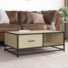 Coffee table 90x57x35 cm engineered wood and metal sonoma oak