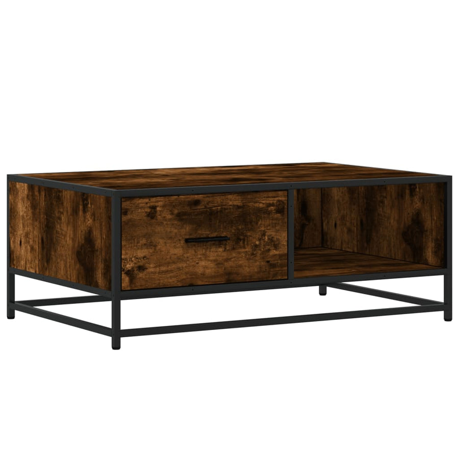 Salontafel 90x57x35 cm bewerkt hout en metaal gerookt eiken